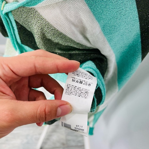 Y2K Galliano Metallic Sparkle Striped Blue Green Open Cárdigan - Picture 11 of 14